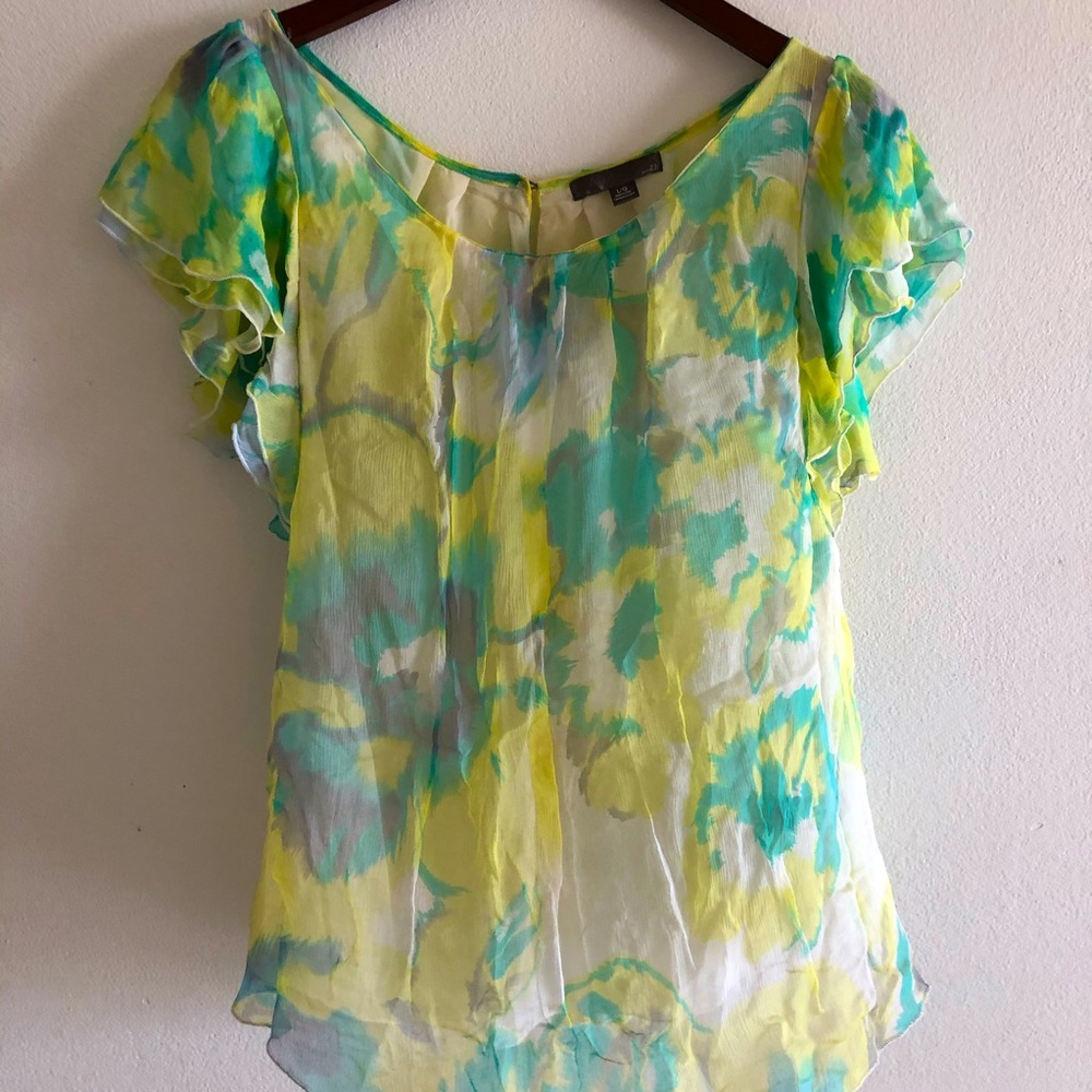 F21 Colorful Flowy Silk Top